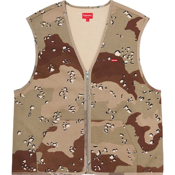 SUPREME Zip Up Sweat Vest - Chocolate Chip Camo